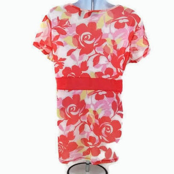 New York Co Floral Women's Short Sleeve Lined Blouse X-Large - Picture 3 of 5